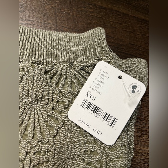 Free People Love Letter Jacquard Tube Top Olive Green NWT XS/S - Picture 7 of 7